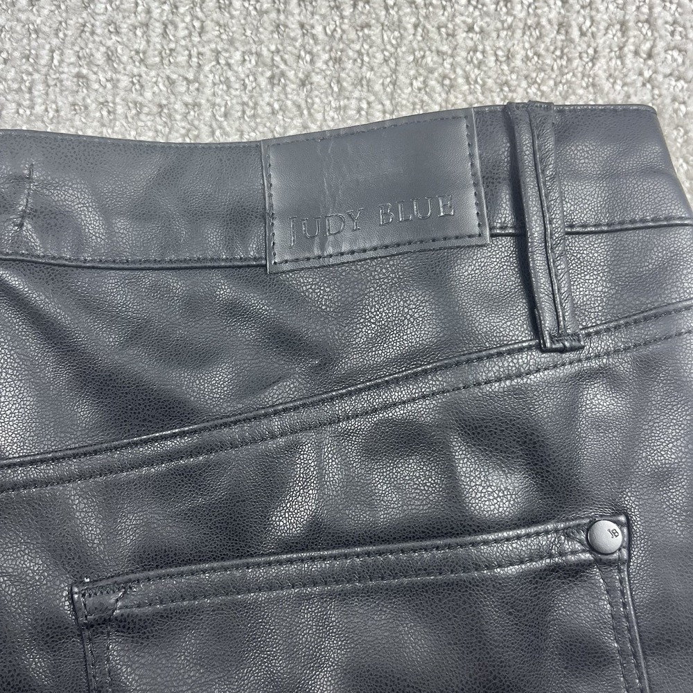 Judy Blue Faux Leather Straight Pants Size 16W Black Tummy Control JB88755 NEW - Picture 8 of 10